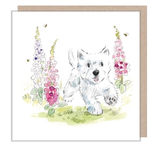 Carte vierge - Carte de voeux de qualité - Illustration de chien charmant - Gamme « Absolument aboyant » - West Highland White - Fabriqué au Royaume-Uni - ABE067