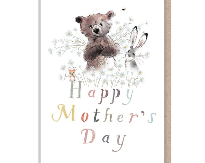 Mothers Day card - 'The Bear, the hare, and the mouse' range. Cute illustration - BHMMD01