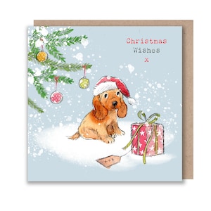 Carte de Noël chien - Carte de Noël de qualité - Charmante illustration - Gamme « Absolument aboyant » - Cocker anglais - Fabriqué au Royaume-Uni - ABX027