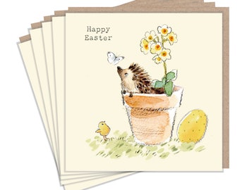 Easter pack - 5 small quality cards with brown recycled envelopes (125 x 125mm) EASTERPACK01