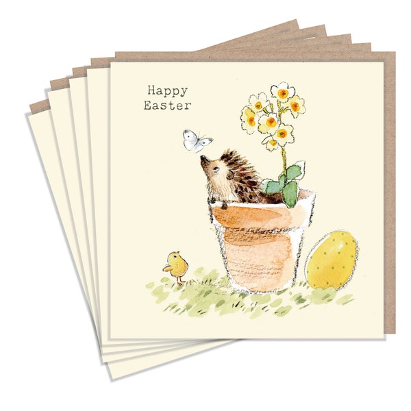 Easter pack - 5 small quality cards with brown recycled envelopes (125 x 125mm) EASTERPACK01