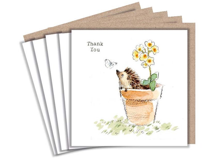 Thank you pack - 5 small quality cards with brown recycled envelopes (125 x 125mm)