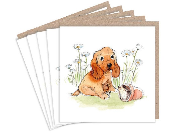 Notecard pack - 5 small quality cards with brown recycled envelopes (125 x 125mm)