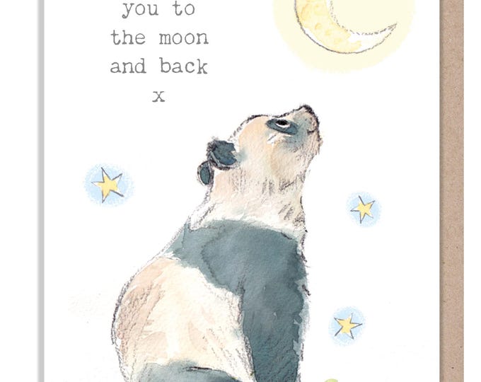 Giant Greeting Card! - Extra Large Card A4 - 210 x 297 mm - Love you to the moon and back - Panda XL015