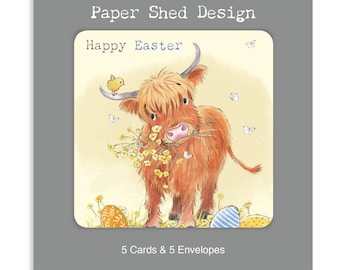 Easter pack - 5 small quality cards with brown recycled envelopes (125 x 125mm) EASTERPACK07