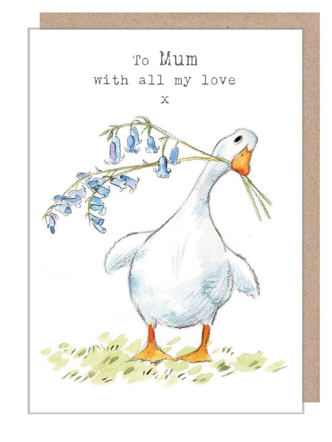 To Mum With Love- Mother Day Card - Duck and Bluebell Illustration ...