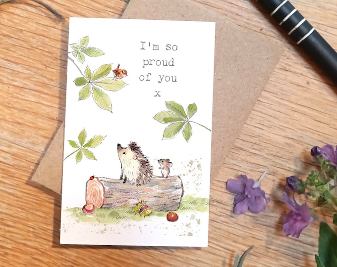 Little keepsake card - I'm so proud of you -  card size - Write a little message on the back to be kept in purse, wallet or pocket - LM012