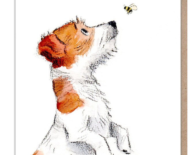 Blank Card - Quality Greeting Card - Charming Dog illustration - 'Absolutely barking' range - Jack Russell - Made in UK - ABE030