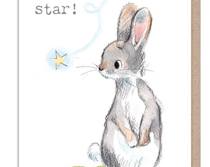 You're a star Card - Cute Rabbit with Star Illustration - BWE039