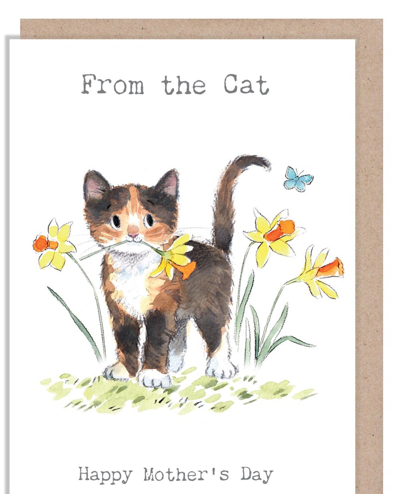 From the Cat - Mothers Day Card - Cute Kitten Illustration - EPPMD03 - Etsy
