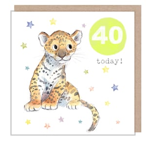 Cartão de aniversário AGE 40 - Ilustração encantadora - Linha 'Party Time' - Fabricado no Reino Unido - PTAGE040