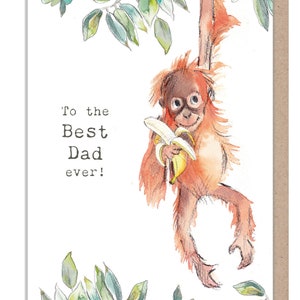 Cartão de melhor pai - ilustração de orangotango - linha 'Wonderfully Wild' - Fabricado no Reino Unido - WWFD01