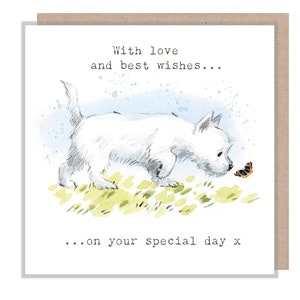 Mit Liebe und den besten Wünschen - Qualitäts-Grußkarte - Charmante Illustration - 'Absolutely Barking'-Reihe - Westie - Made in UK - ABE062