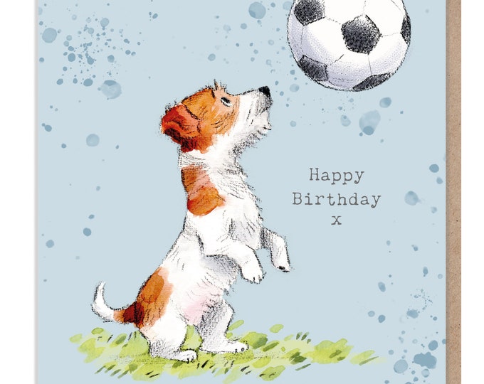 Birthday Card - Quality Greeting Card - Charming illustration - 'Absolutely barking' range - Jack Russell - Made in UK -  ABE011