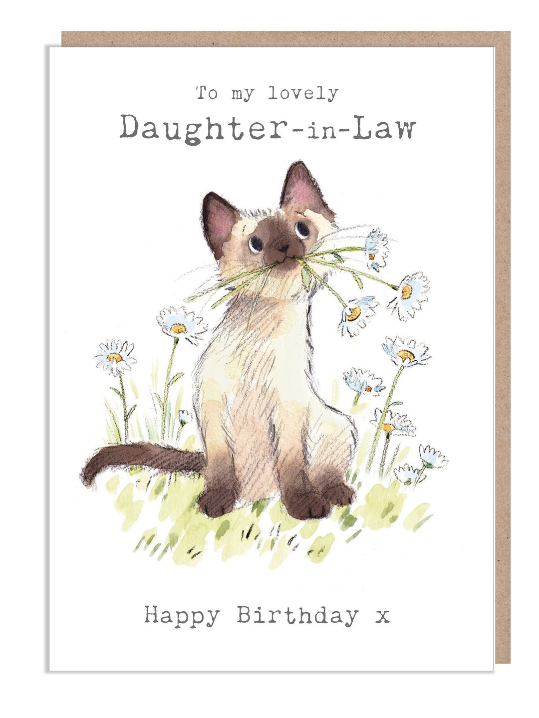 Hunts England Biglietto Di Auguri Per 50° Compleanno Della Nuora – "Happy Birthday 50th" Con Fiori E Farfalle, Collezione Meadow, Interno Vuoto