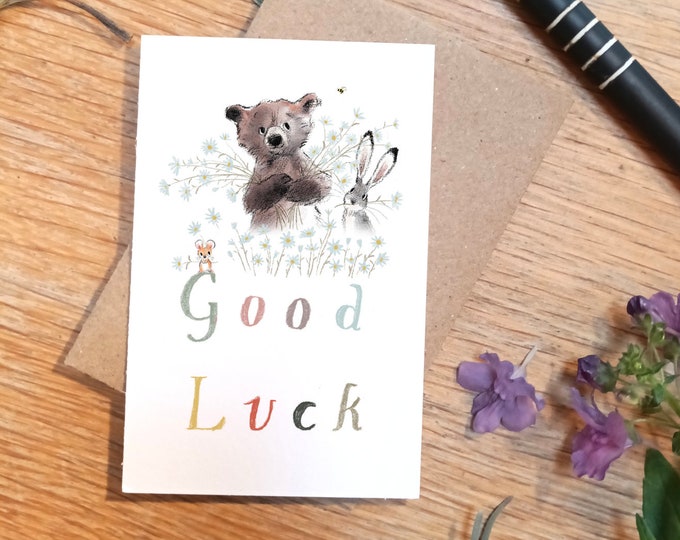 Little keepsake card - Good Luck - credit card size - Write a little message on the back to be kept in purse, wallet or pocket - LM06