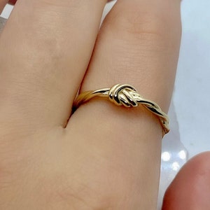14k Solid Gold Knot Ring, Gold Rope Ring, Minimalist Knot Ring, Dainty Knot Ring, Gift For Her, Delicate Knot Ring, Stackable Gold Ring