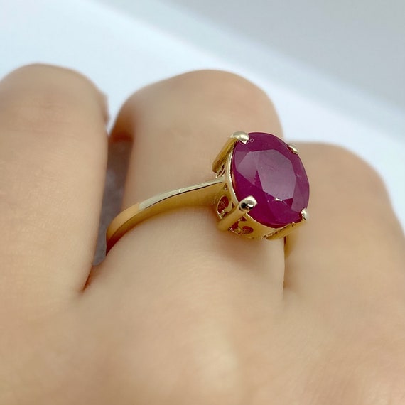 Oval Ruby Engagement Ring Rose Gold Vintage Style Halo Diamond Band | La  More Design