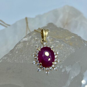 Ruby Gold Necklace, Natural Ruby Gemstone Gold Necklace, Dainty Gold Jewelry, Ruby Women Solitare Necklace, Gift For Wife, Gold Ruby Pendant