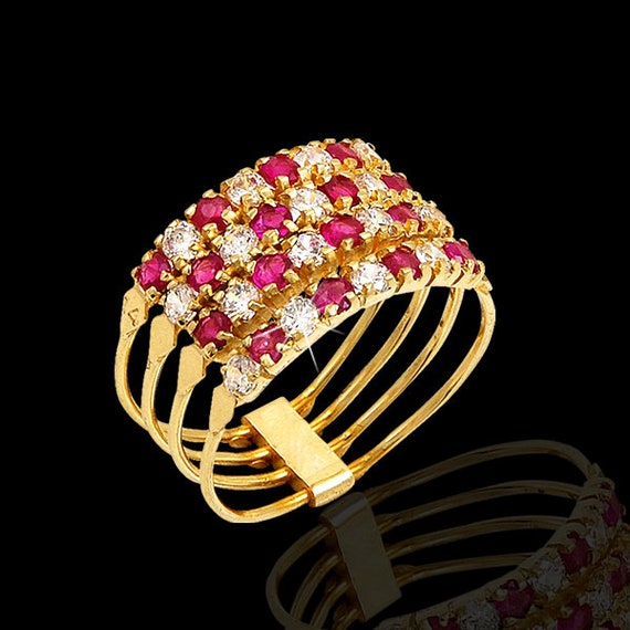 Ruby Ring Vintage - Red Ruby Ring - Yellow Gold R… - image 5