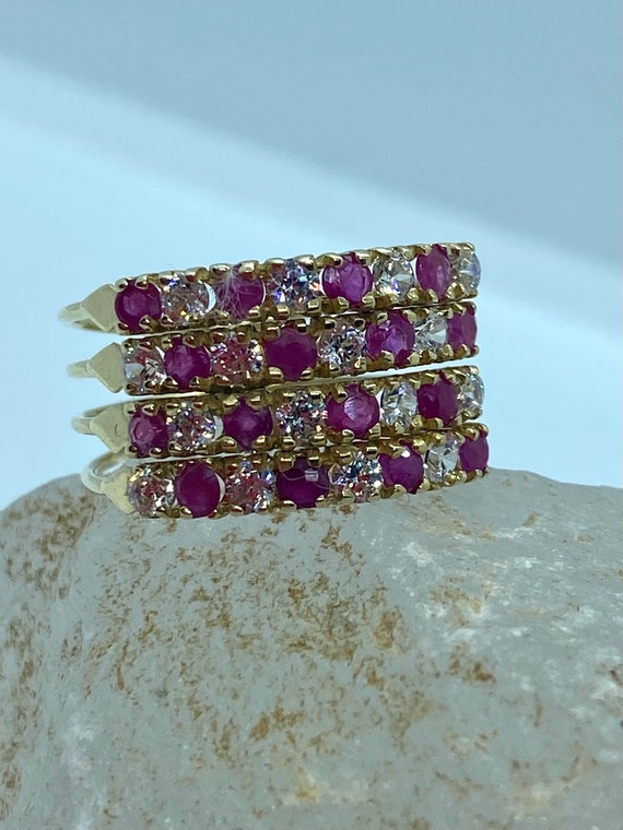 Ruby Ring Vintage - Red Ruby Ring - Yellow Gold R… - image 1