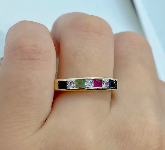 Vintage gemstone rings etsy deals