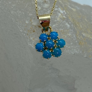 14k Solid Gold Turquoise Stenen Hanger Ketting - Echte Gemstone Tiny Hangketting - Delicate Edelsteen ketting - Tiny Ketting Cadeau