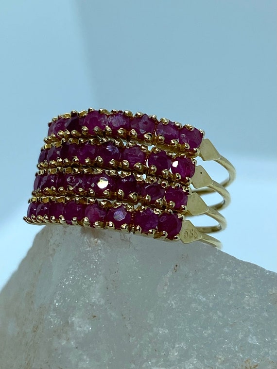 Ruby Ring Vintage - Red Ruby Ring - Yellow Gold R… - image 3