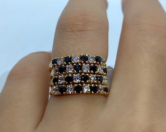 Sapphire Ring Vintage - Black Sapphire Ring - Yellow Gold Ring - 14k Sapphire Ring - Statement Ring - Wire Gold Ring - Gemstone Ring - Harem