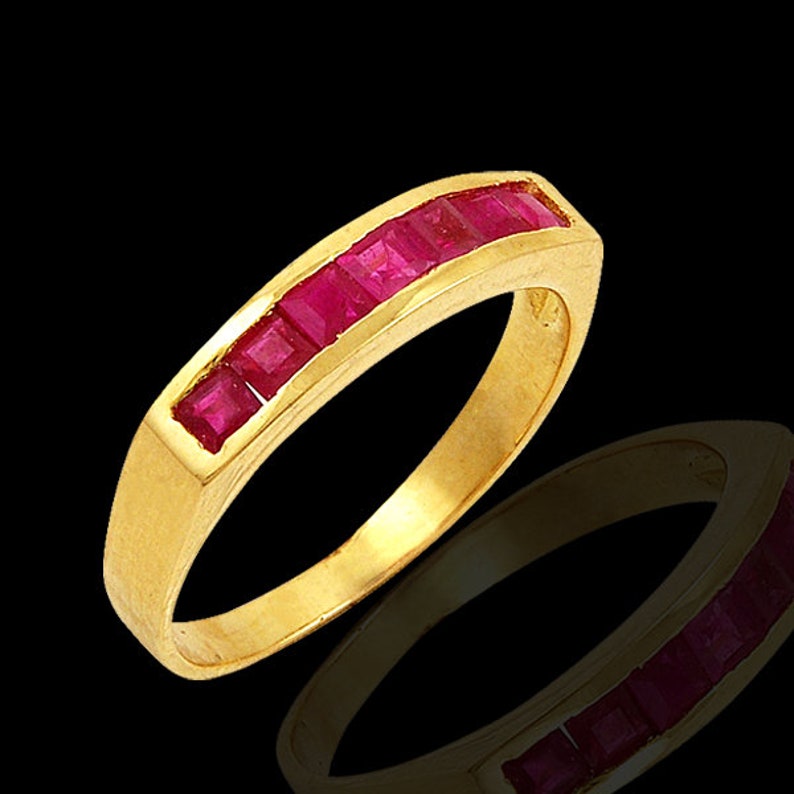 Gold Ruby Ring, Natural Ruby Ring, July Birthstone, Stackable Ring, Ruby Vintage Ring, Gold Eternity Ring, Ruby Eternity Band, Gift For Wife image 6