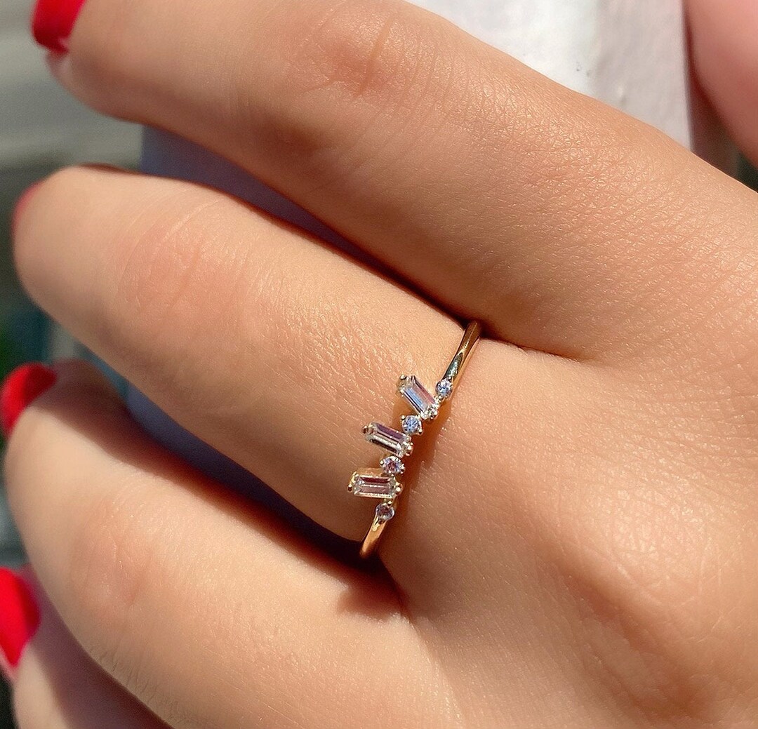 Solid Gold Stacable Dainty Ring - Real Gold Simple Thin Band Ring ...