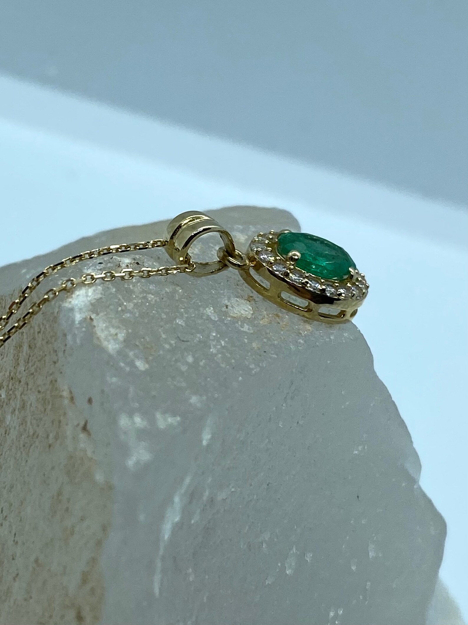 Emerald Necklace Emerald Gold Necklace Emerald Pendant - Etsy
