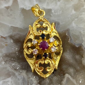 Byzantine silver - 22k Gold Plated Silver Pendant - Byzantine Dainty Pendant - Gemstone Silver Pendant - Byzantine Jewelry - Byzantine Gift