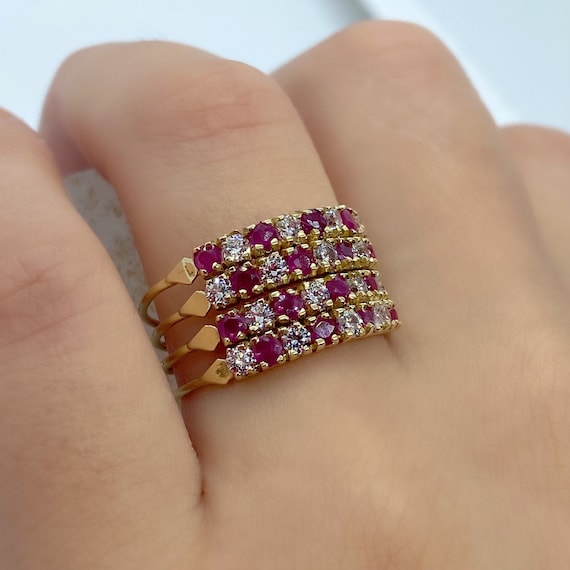 Ruby Ring Vintage - Red Ruby Ring - Yellow Gold R… - image 3