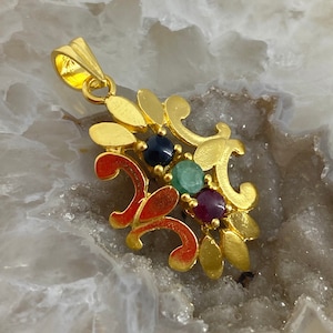 Byzantine silver - 22k Gold Plated Silver Pendant - Byzantine Dainty Pendant - Gemstone Silver Pendant - Byzantine Jewelry - Byzantine Gift