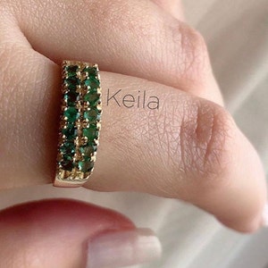 Emerald Gold Ring, Emerald Ring, Natural Emerald, May Birthstone, Gold Eternity Ring, Green Emerald Ring, Stackable Ring, Gold Vintage Ring