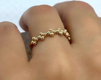Stackable Rings Gold Statement Rings Pearl Bead Ring Chunky Gold Rings Pave Rings