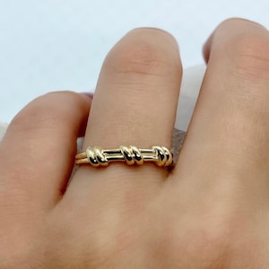 14k Solid Gold Knot Ring, Gold Rope Ring, Minimalist Knot Ring, Dainty Knot Ring, Gift For Her, Delicate Knot Ring, Stackable Gold Ring