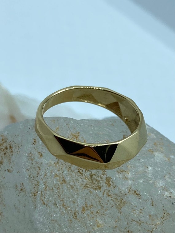 14K Solid Gold Bold Ring, Gold Pattern Ring, Diamond Cut Gold Ring, Mirrors Design Ring, 14K Solid Gold Statement Ring, Dainty Gold Jewelry 14K Solid Gold Bold Ring, Gold Pattern Ring, Diamond Cut Gold Ring, Mirrors Design Ring, 14K Solid Gold Statement Ring, Dainty Gold Jewelry