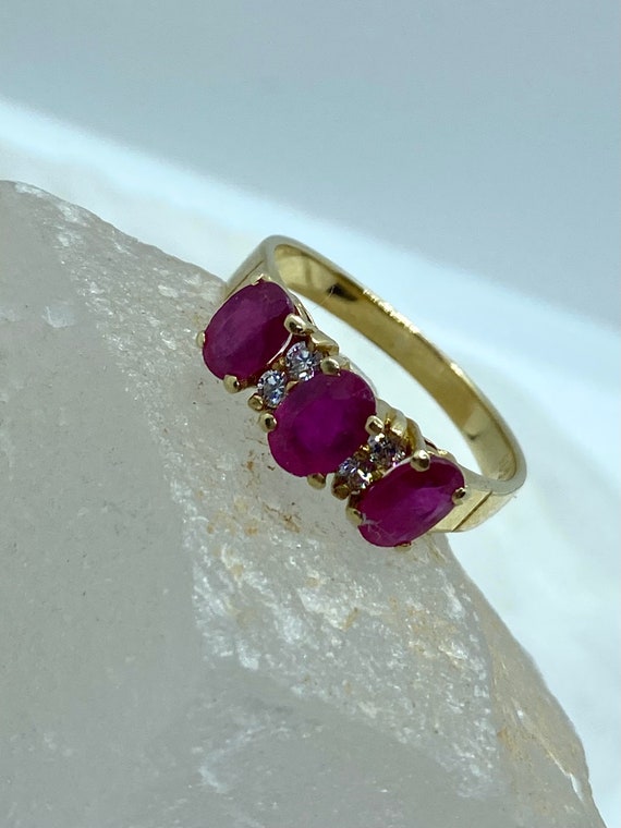 Gold Ruby Ring - Ruby Ring Vintage - Ruby Gold Ri… - image 5