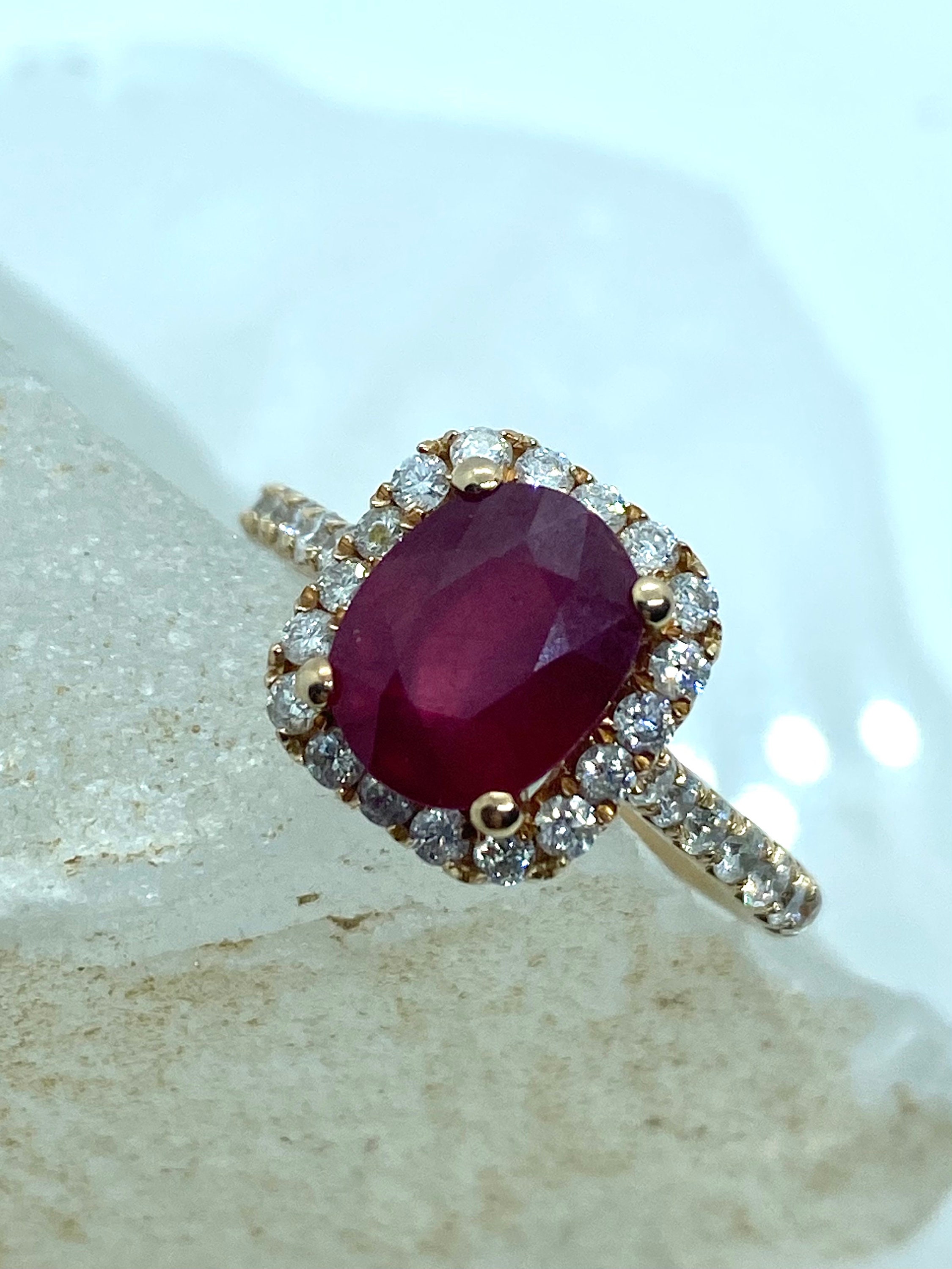 Ruby Gold Ring Natural Ruby Gemstone Gold Ring Dainty Gold Etsy