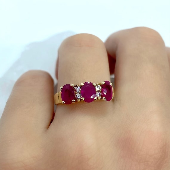 Gold Ruby Ring - Ruby Ring Vintage - Ruby Gold Ri… - image 1