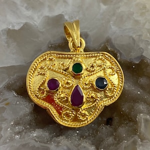 Byzantine silver - 22k Gold Plated Silver Pendant - Byzantine Dainty Pendant - Gemstone Silver Pendant - Byzantine Jewelry - Byzantine Gift