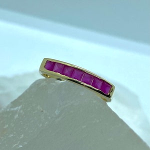 Gold Ruby Ring, Natural Ruby Ring, July Birthstone, Stackable Ring, Ruby Vintage Ring, Gold Eternity Ring, Ruby Eternity Band, Gift For Wife image 3