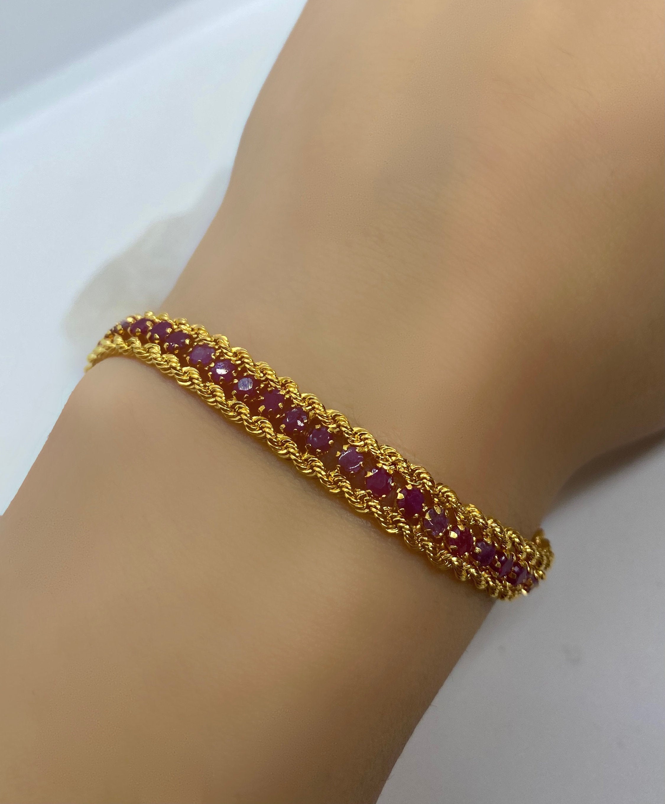 Ruby and Diamond Bangle Bracelet Genuine Ruby Diamond - Etsy | Ruby bangles,  Bangle bracelets, Diamond bangle