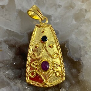 Byzantine silver - 22k Gold Plated Silver Pendant - Byzantine Dainty Pendant - Gemstone Silver Pendant - Byzantine Jewelry - Byzantine Gift