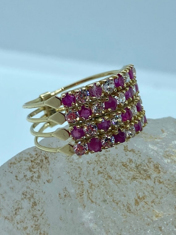 Ruby Ring Vintage - Red Ruby Ring - Yellow Gold R… - image 2