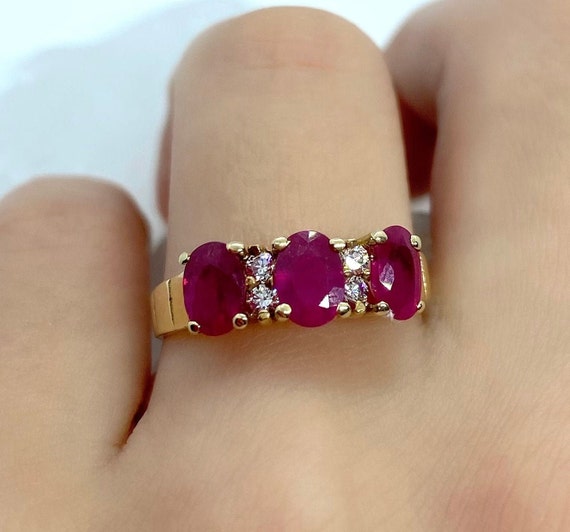 Gold Ruby Ring - Ruby Ring Vintage - Ruby Gold Ri… - image 2