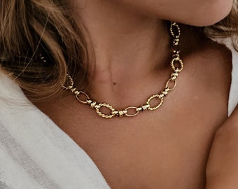 Chunky Gold Link Chain Choker, Gold Chunky Toggle Choker, Statement Necklace, Cuban Link Chain Choker, Link Chain Necklace, Statement Choker