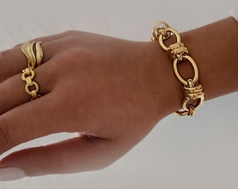 Gold Chunky Bracelet, 18K Gold Chain Bracelet, Chunky Gold Bracelet, Gold Link Bracelet, Thick Oval Links Bracelet, Super Chunky bracelet